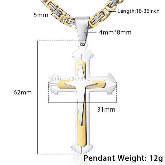 PREMIUM GOLD STAINLESS STEEL CROSS NECKLACE