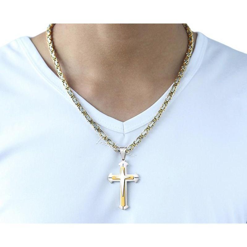 PREMIUM GOLD STAINLESS STEEL CROSS NECKLACE